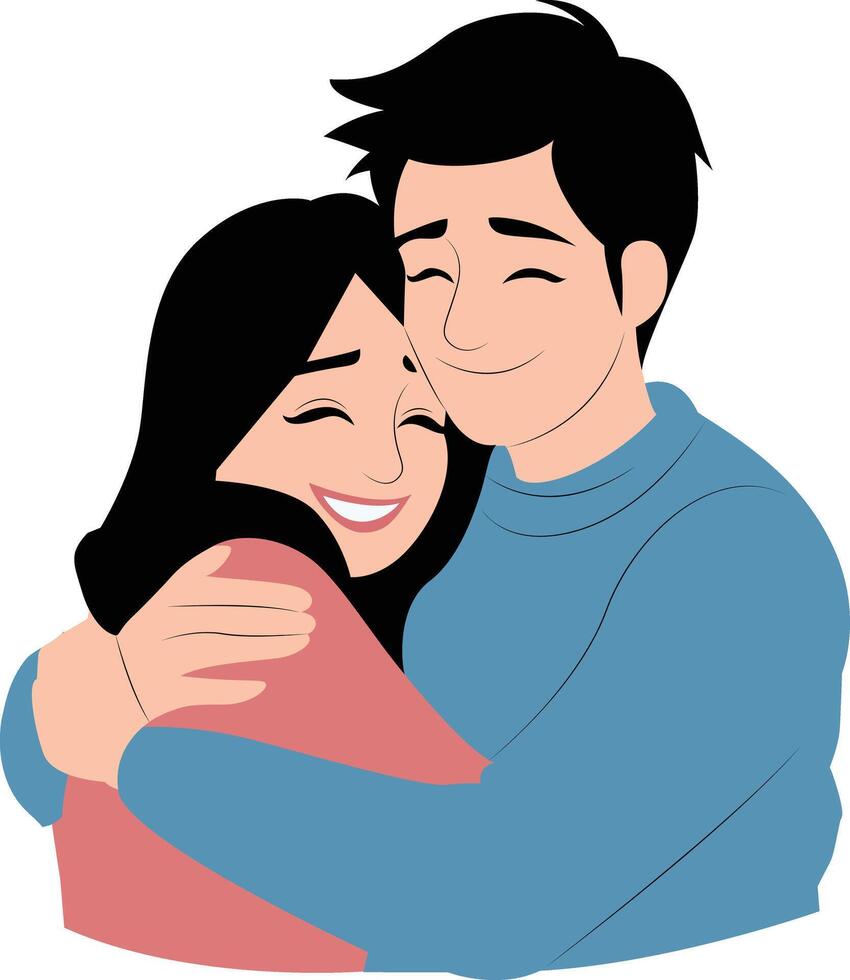 happy a couple hug National Hug Day Participant peeking vector