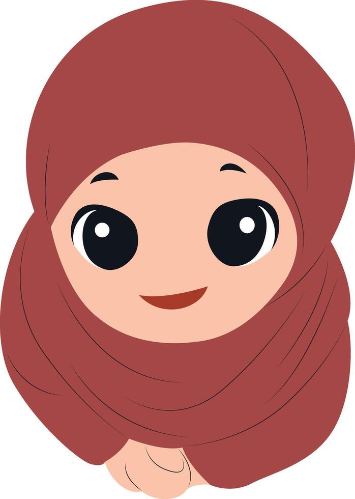 Smiling Girl Wearing Red Hijab Avatar peeking, Eid al-Adha vector