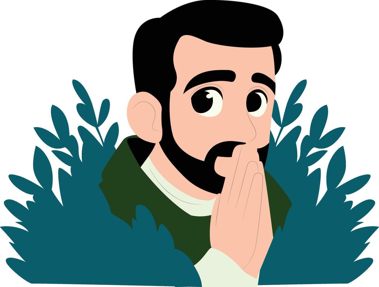 Man Praying Nature Background Illustration, Happy St. Agnes Day Prayer vector