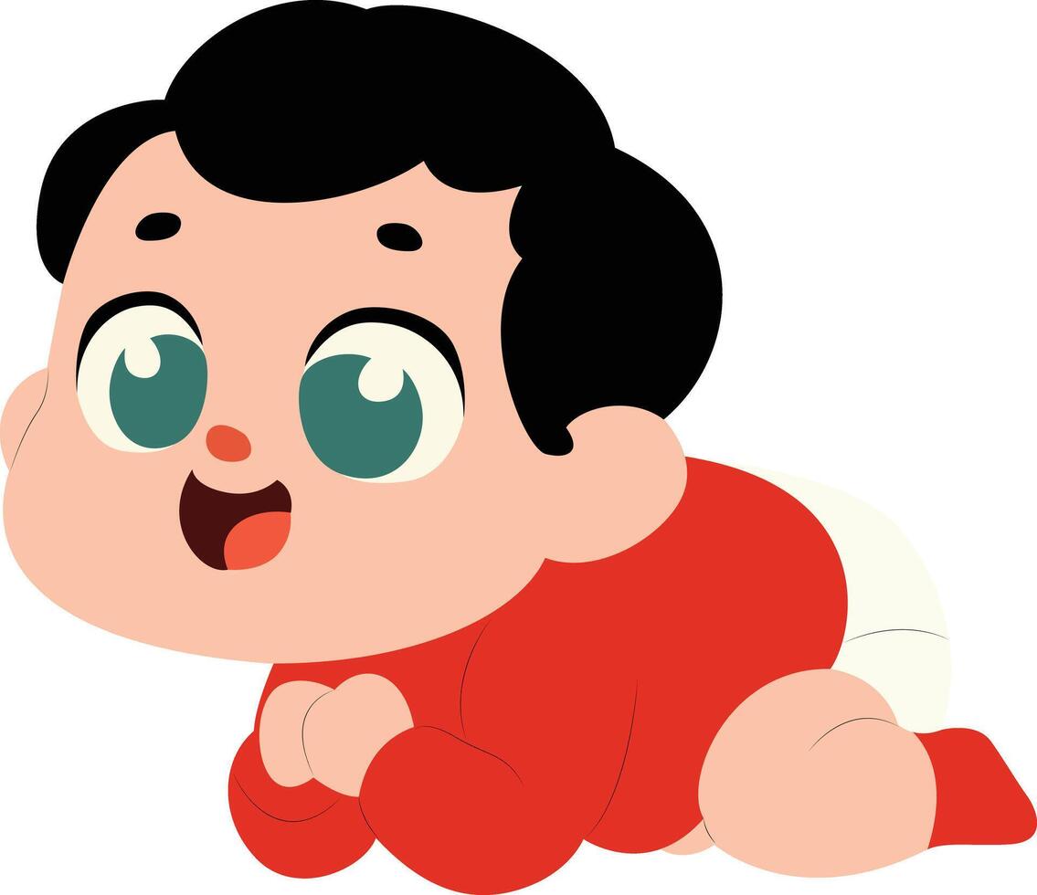 Happy Baby Boy Crawling Cartoon, New Year Baby vector