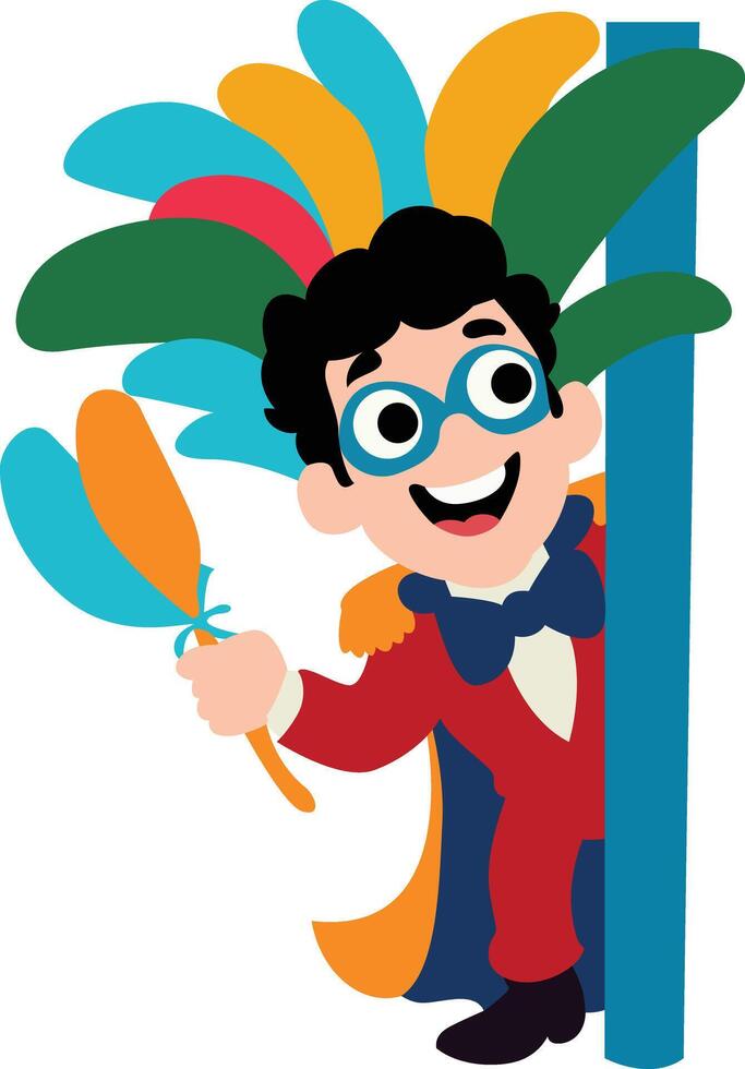 happy Carnival Parade Member man peeking vector