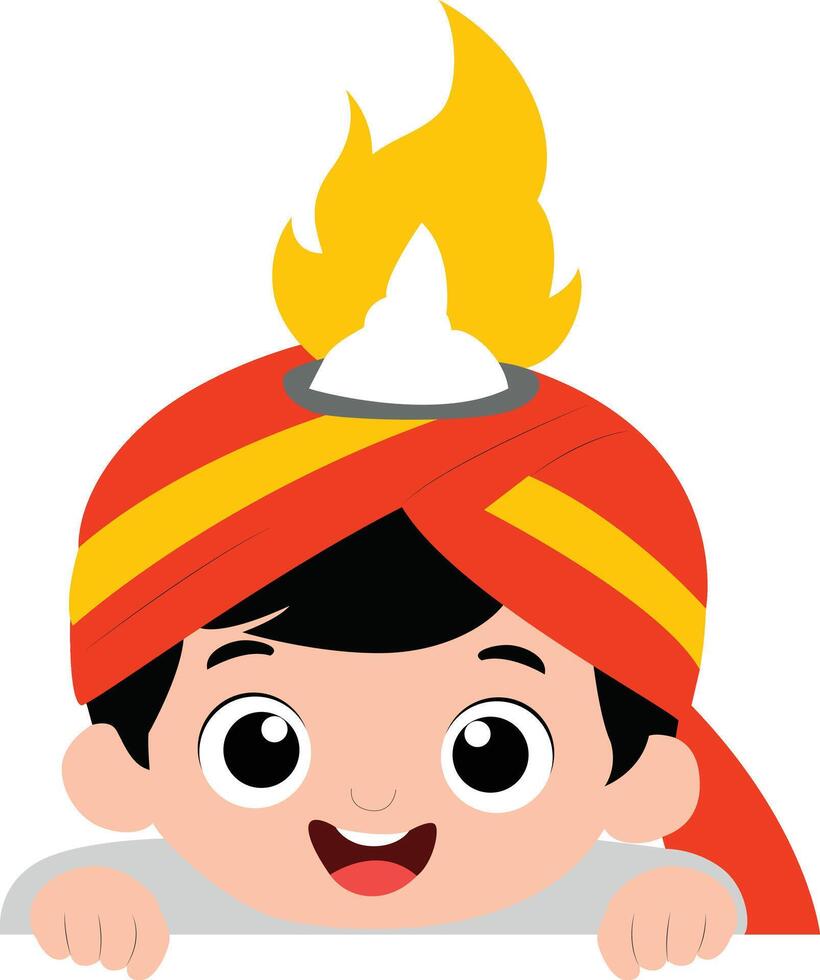 Happy Boy Diwali Turban Festive India, happy Lohri Fire Dancer vector
