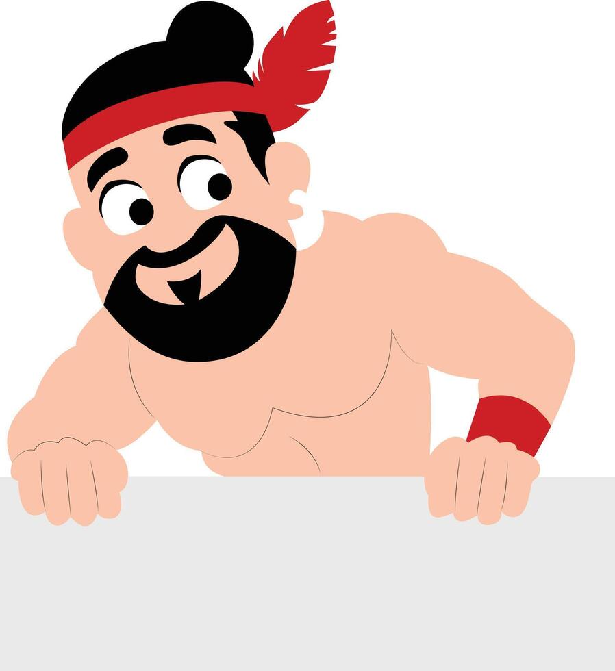 Cartoon Maori dancer peeking vector