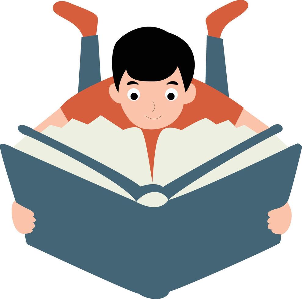 Boy with book happy book lovers day reader vector
