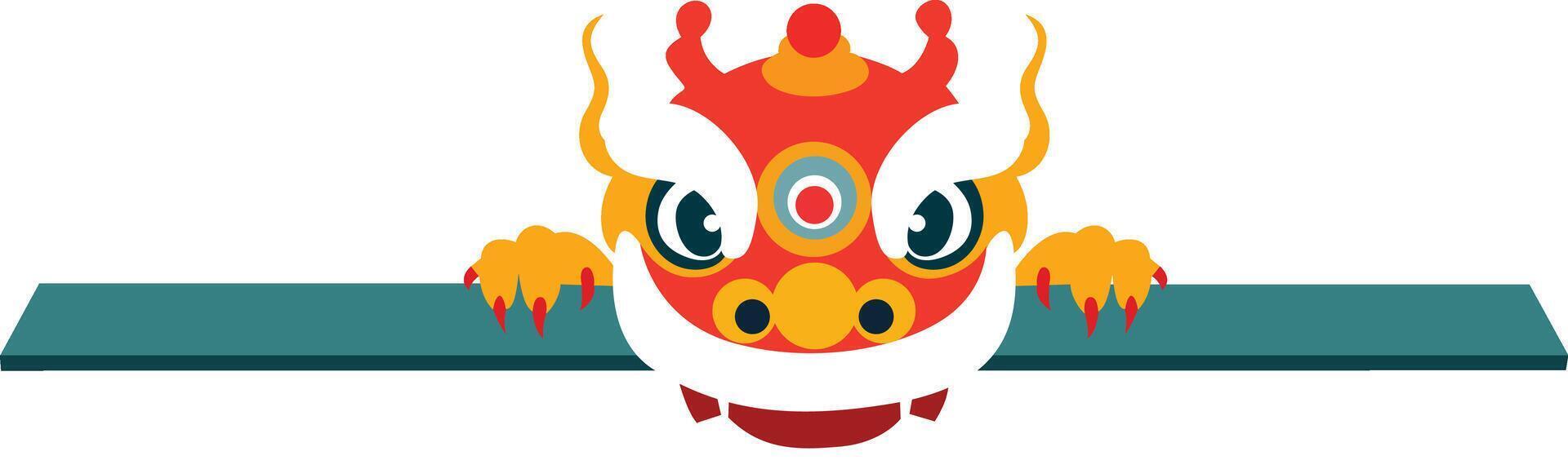 Dragon dancer peeking happy Chinese New Year vector