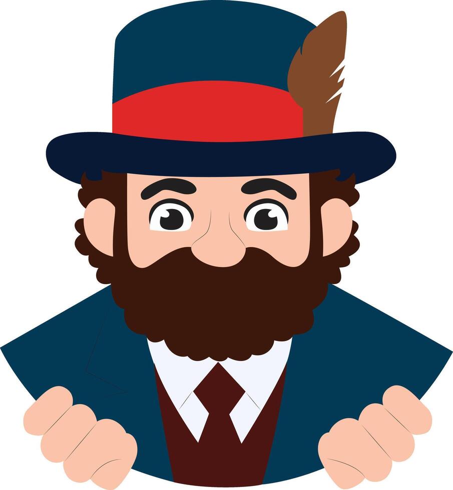 man Happy Burns Night Celebrant peeking from above vector