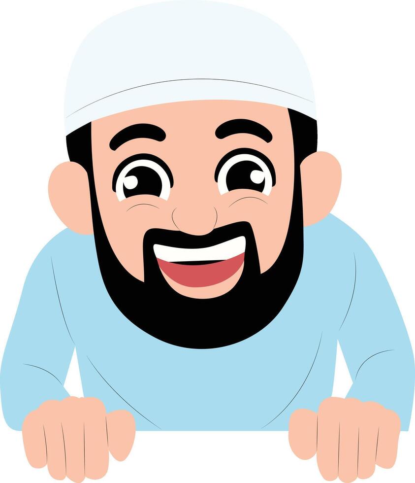 Happy Muslim Man Peeking Illustration peeking, Arafat day vector