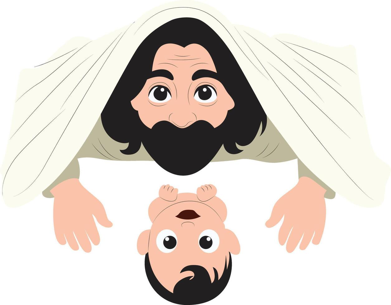 Man Praying Humble Robe Ground Posture vector