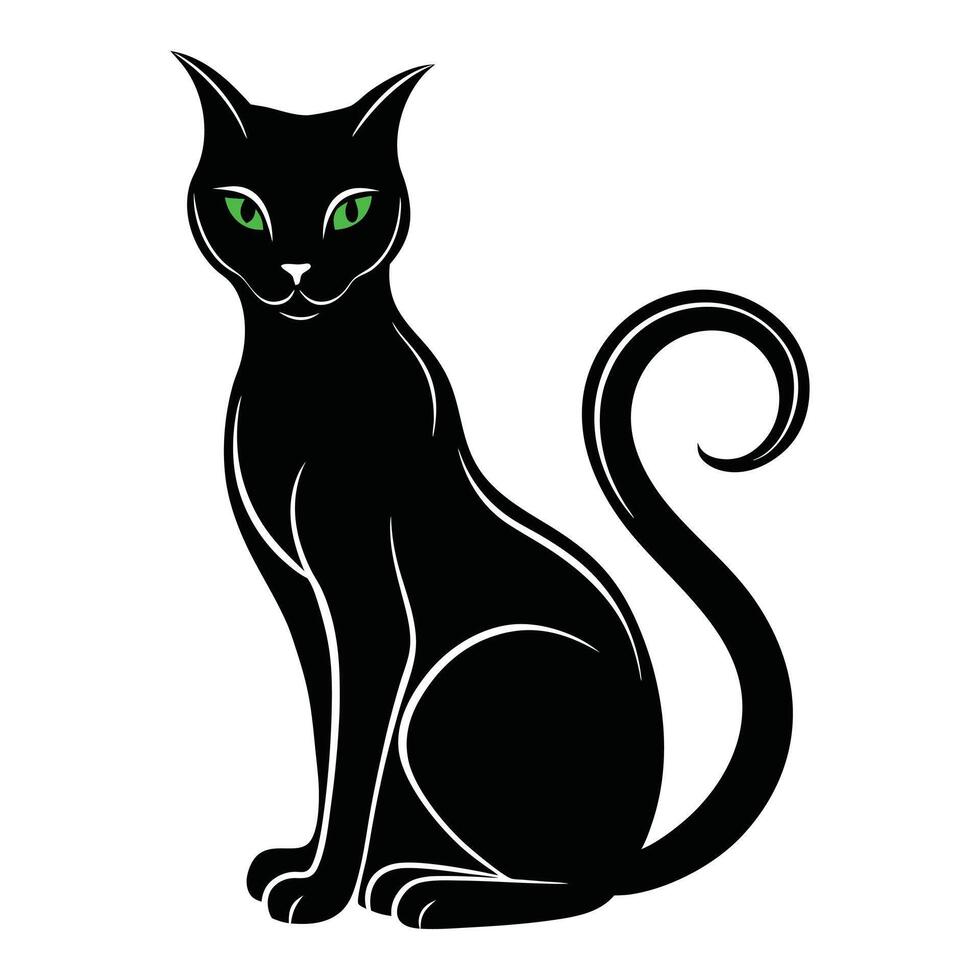 Abstract Feline Art Black Cat Icon vector