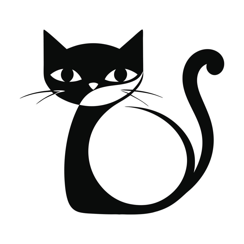 Minimalistic Abstract Cat Illustration vector