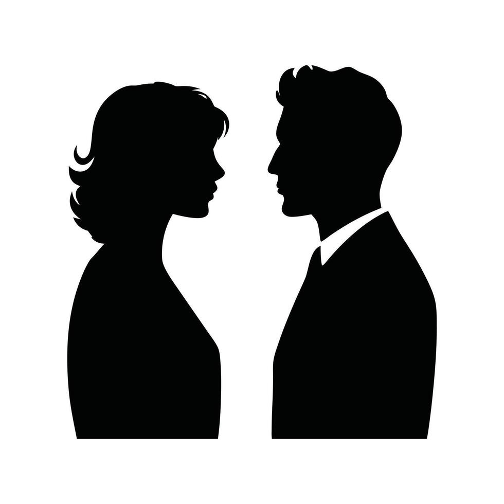 silhouette cameo boy and girl vector