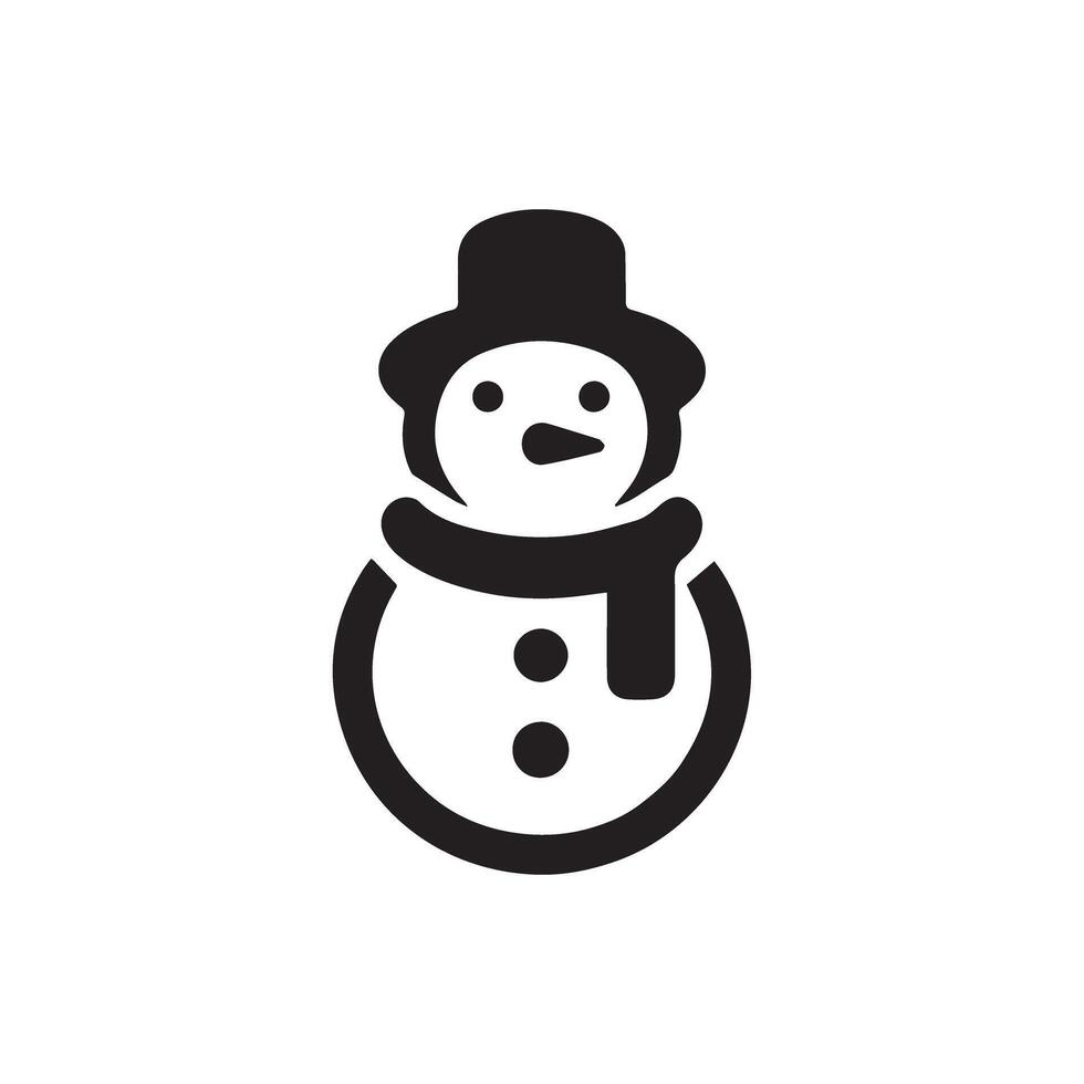 Snowman in black silhouette Illustration vector