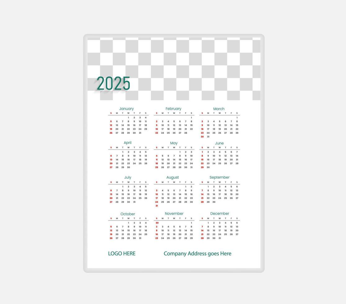 2025 Calender template design vector