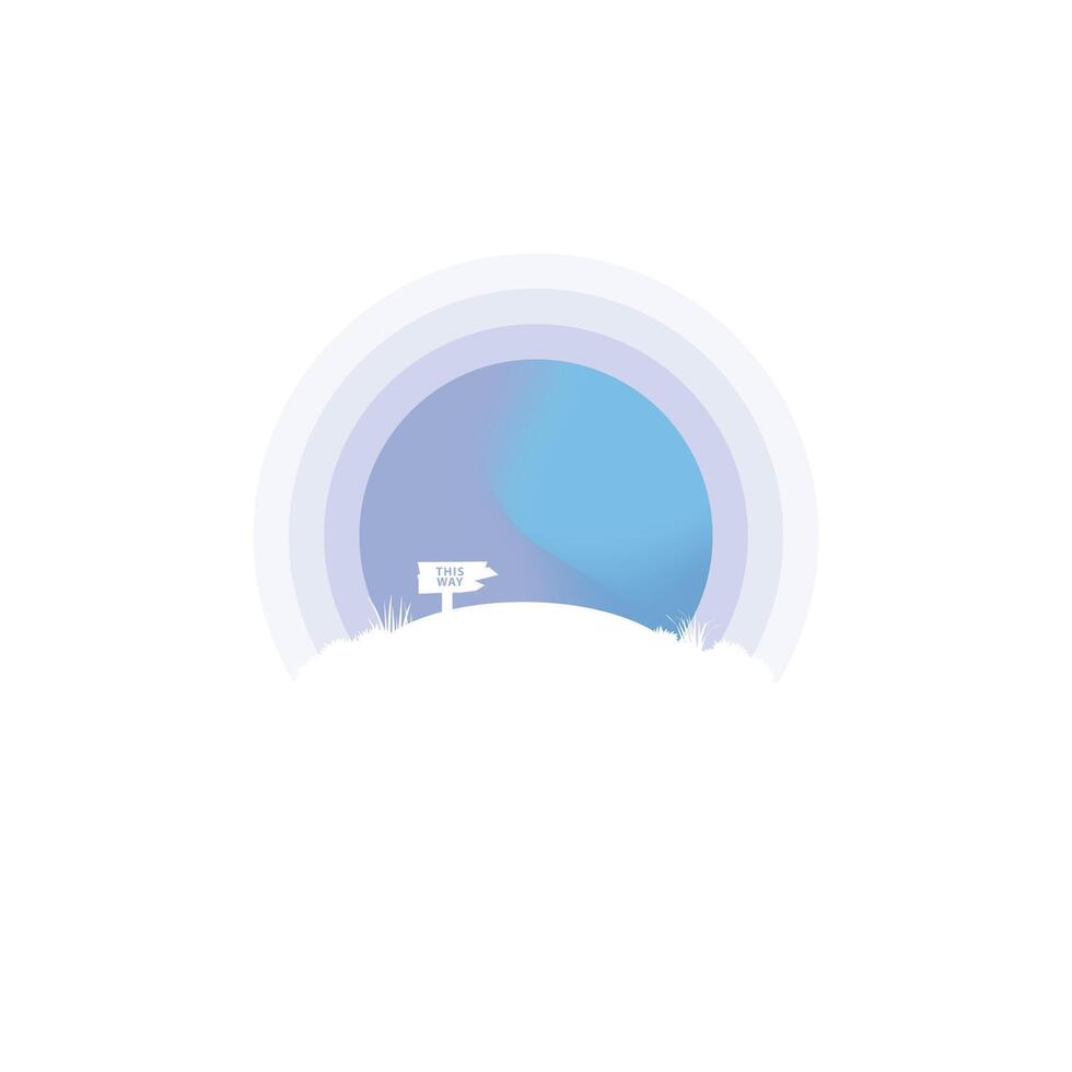 Abstract landscape with sign and blue gradient vector