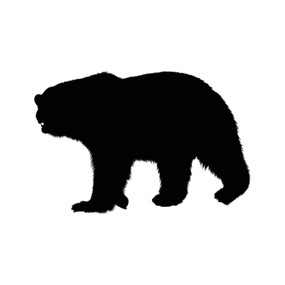 Silhouette of a bear isolated on a white background. Simple animal illustration for design and print vector