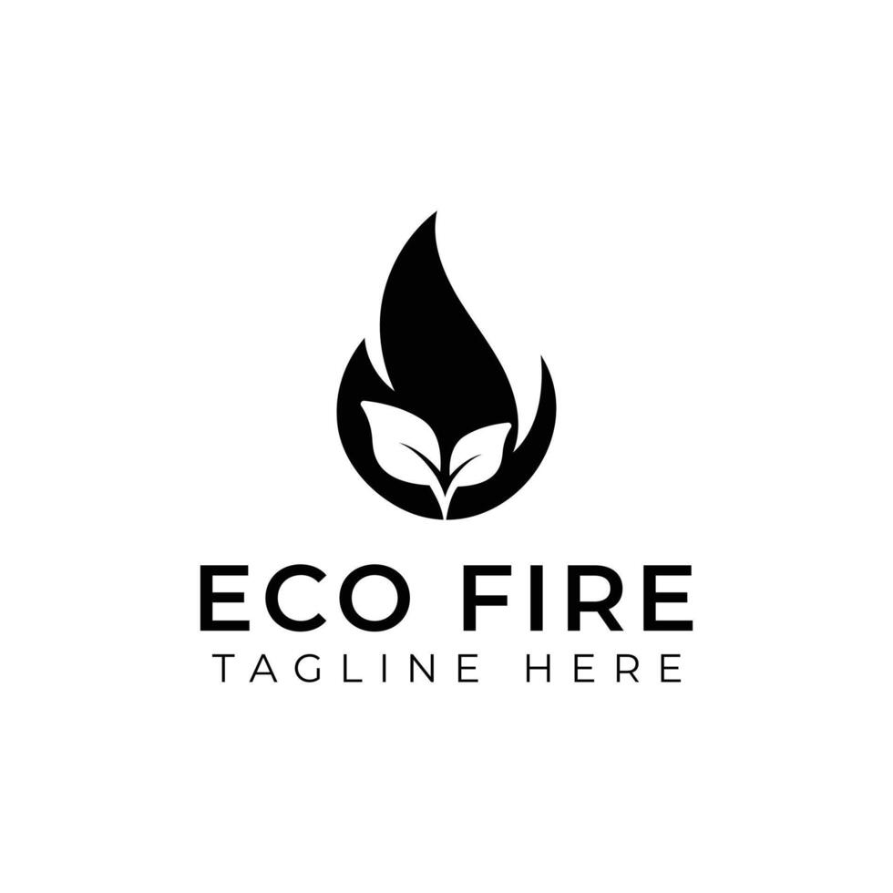 Creative flat eco fire Logo design template vector