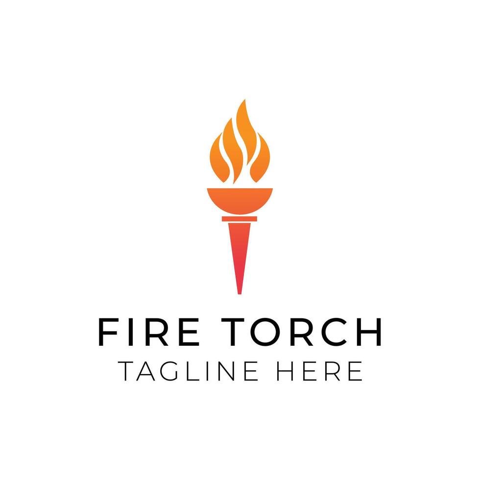 Creative flat fire torch Logo design template vector