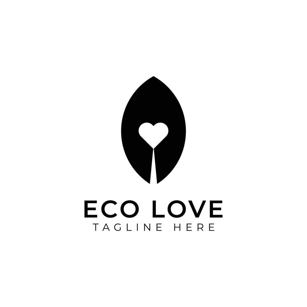 Creative flat eco love Logo design template vector
