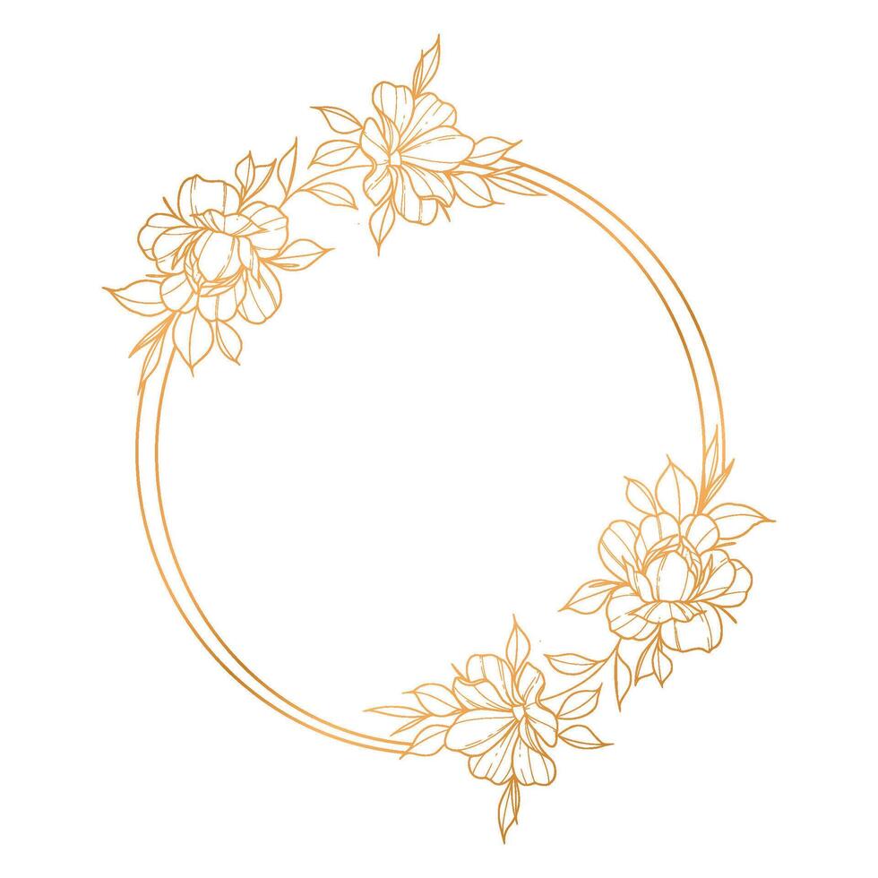 A flower wreath in a circle on a white background vector