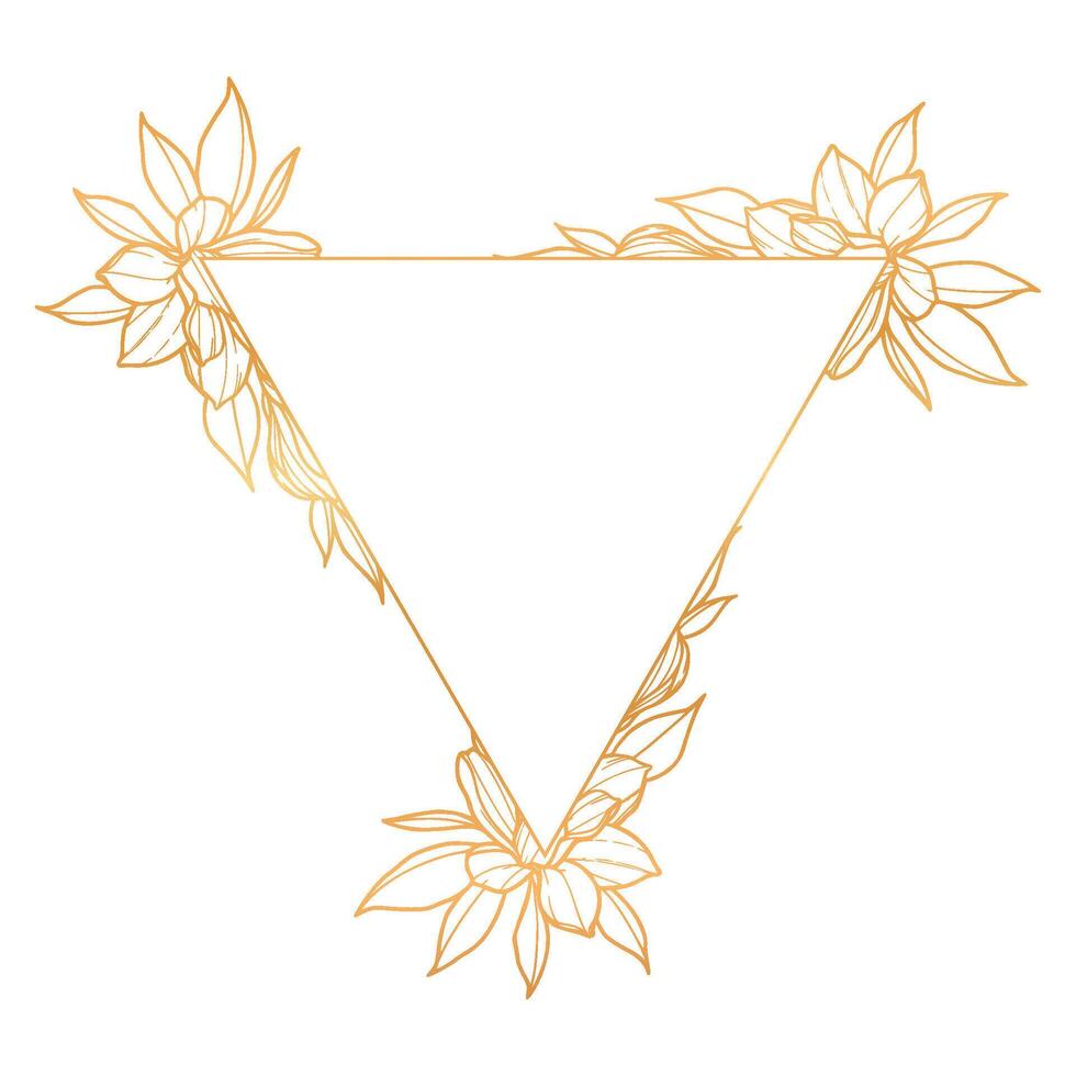Golden triangle with flowers on it vector