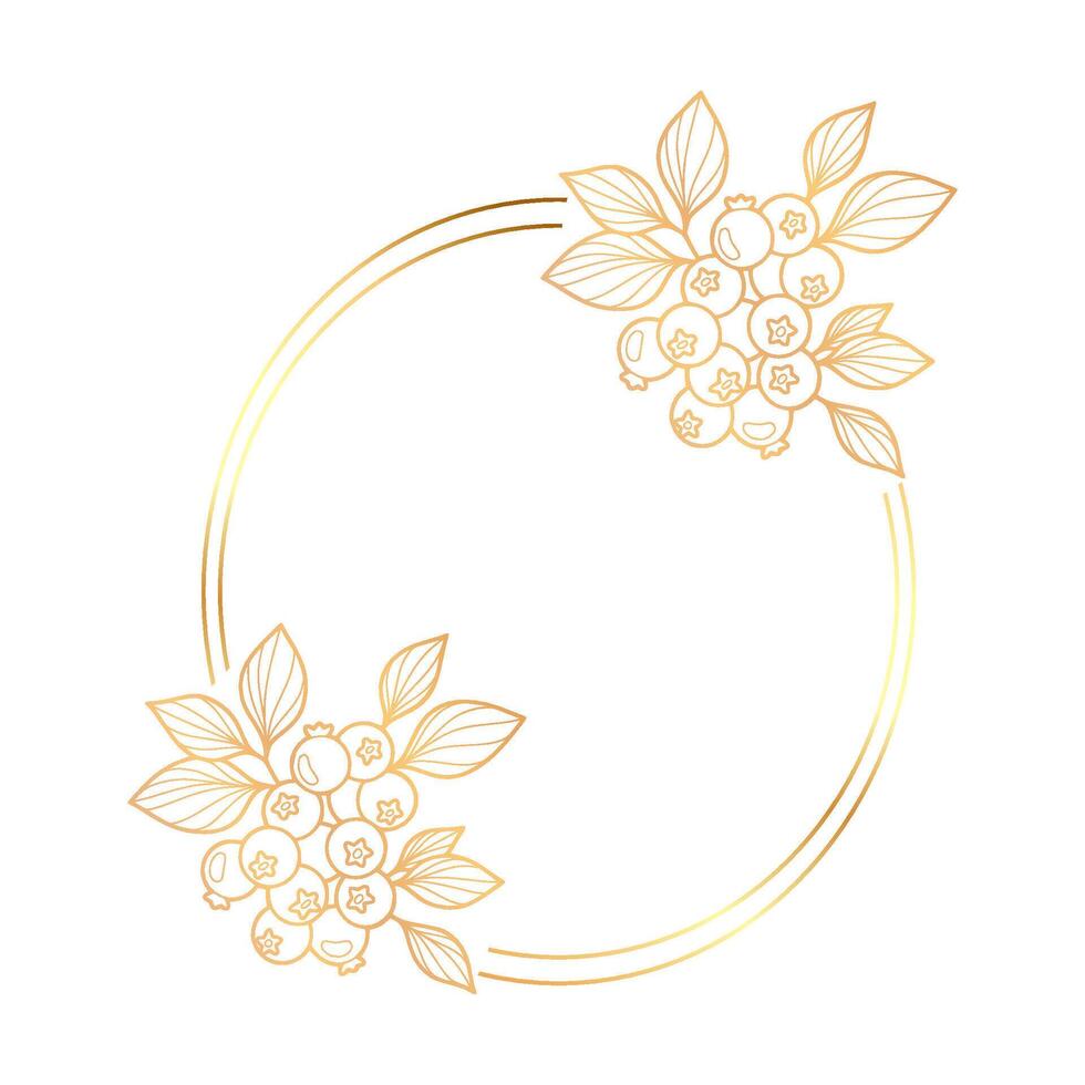 Golden frame with flowers and leaves on a white background vector