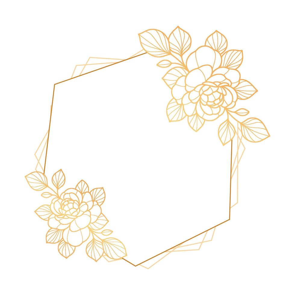 A flower frame with a hexagonal shape vector