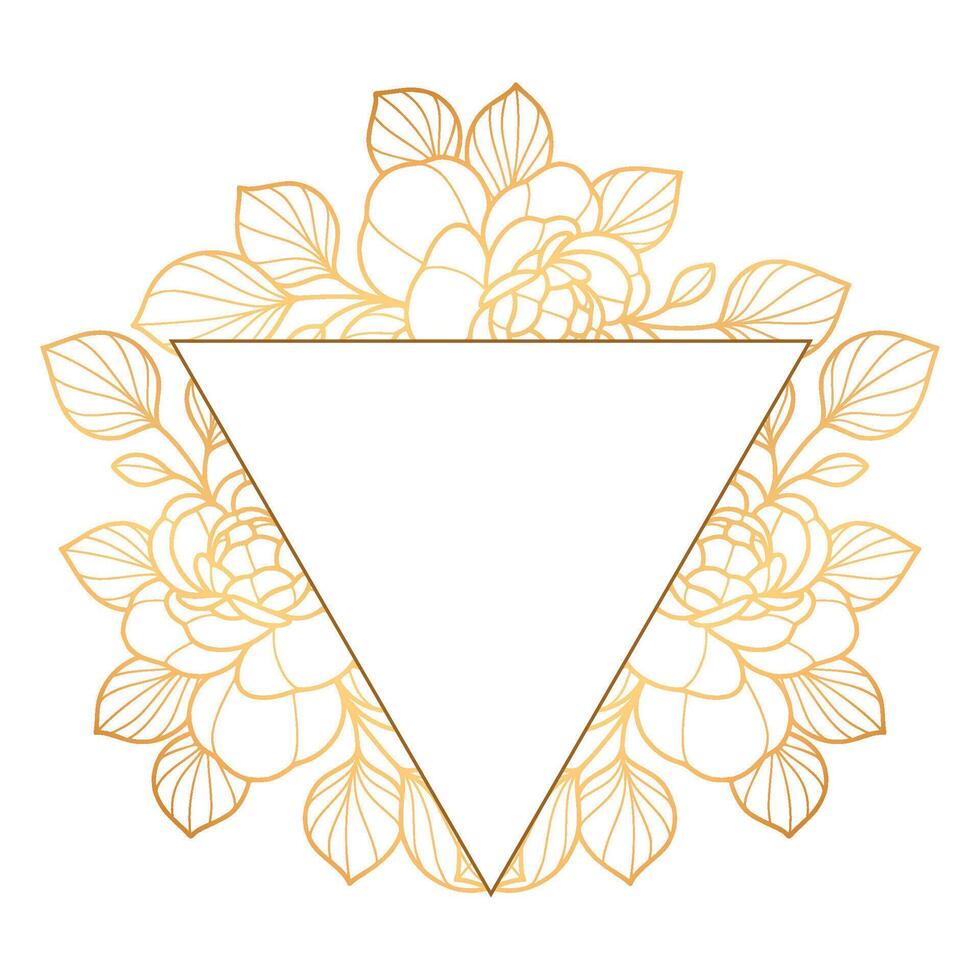 A triangle with flowers and leaves on it vector