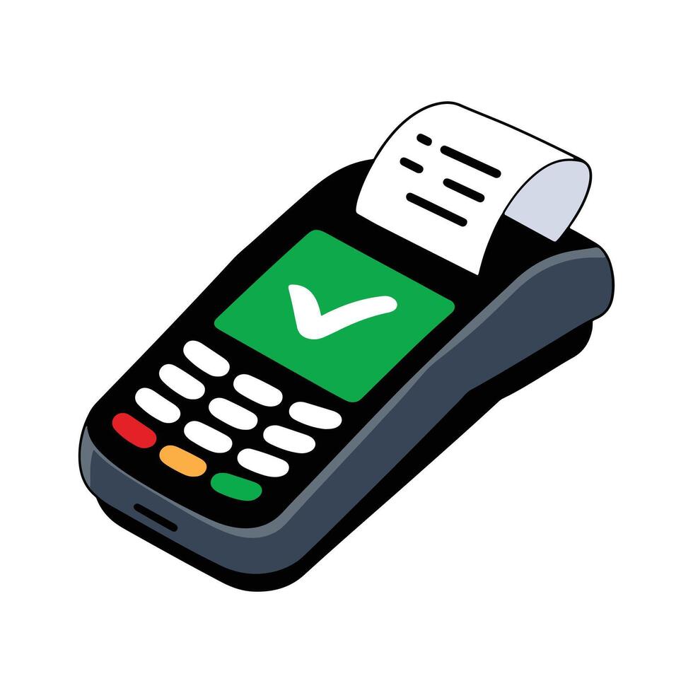 POS icon. Isometric payment terminal illustration for web design, isolated on white background. vector