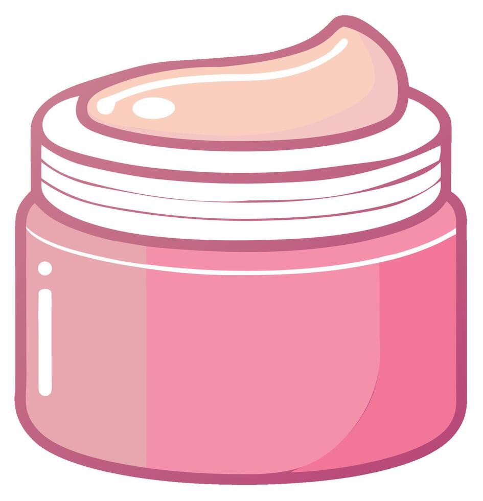 Face cream cosmetic product in pink jar sticker isolated on thr white background vector