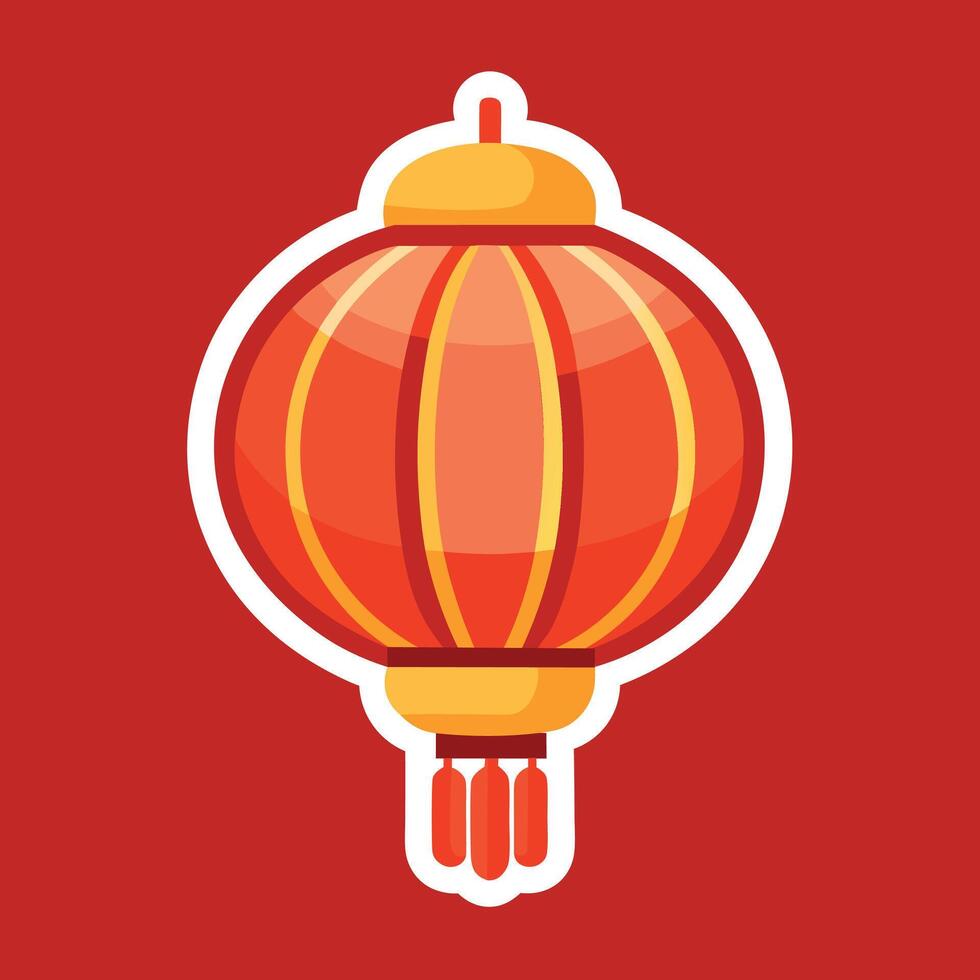 Chinese traditional red lantern sticker isolated on the red background vector