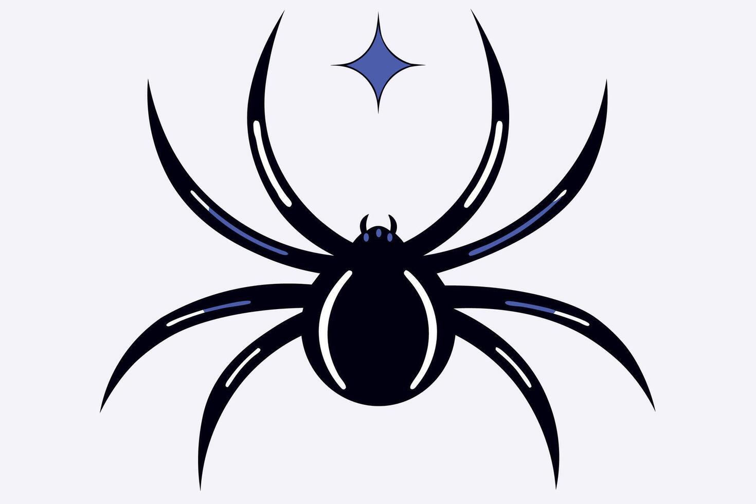 Black silhouette of the spider with long legs illustration vector