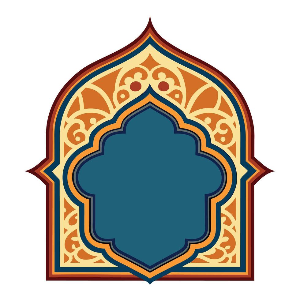 Ornate Islamic Arch with Geometric Flat Design vector