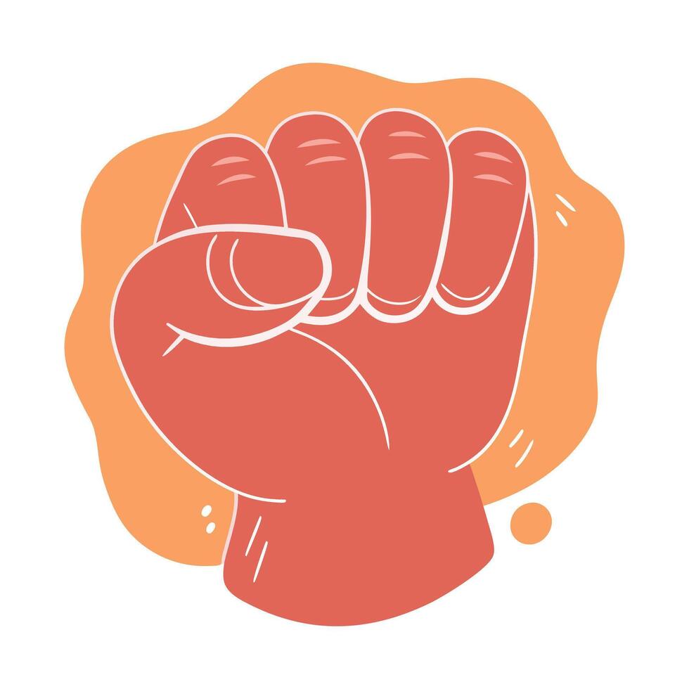 A vibrant stylized flat illustration of a clenched fist vector