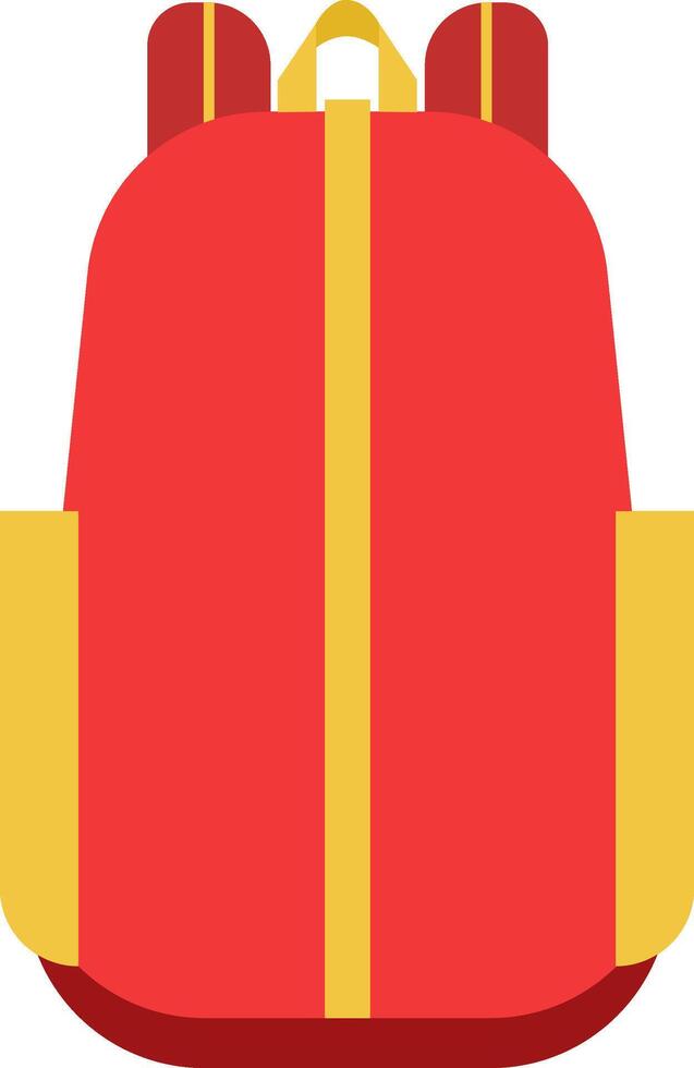 Stylish and practical red backpack with yellow accents, featuring a sturdy design and ample storage space, perfect for travel, hiking, or everyday use vector