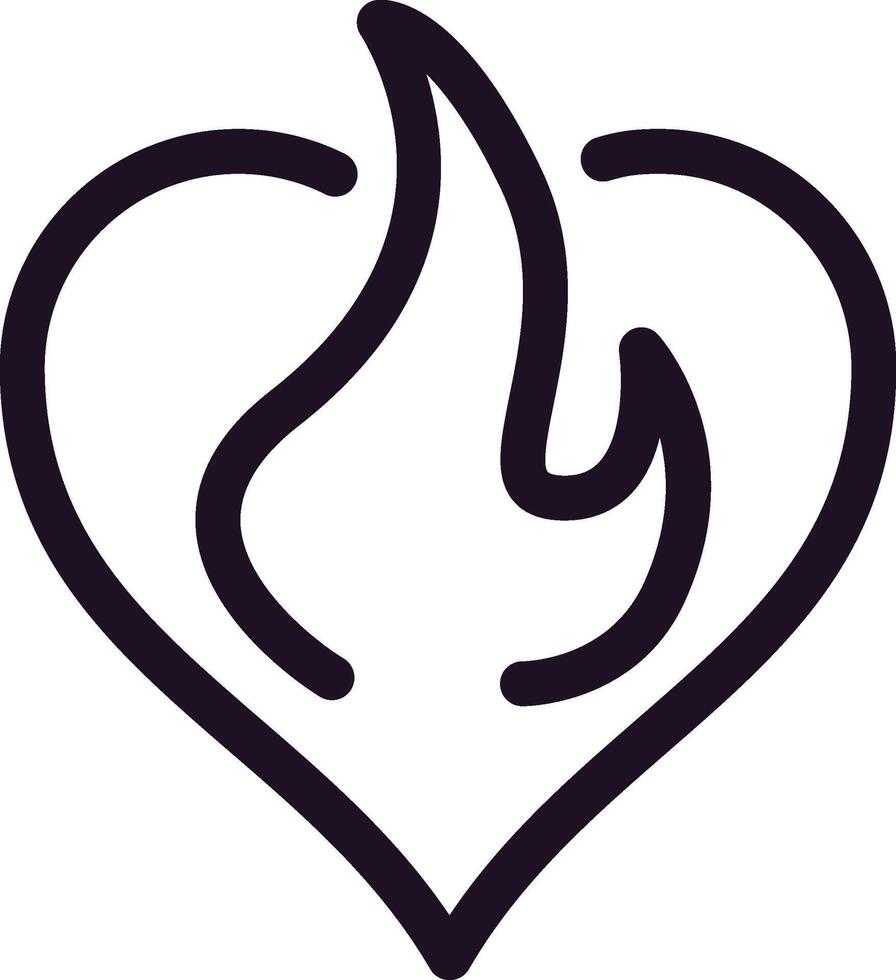 Heart shaped flames embodying burning love and passion, featuring a hand drawn illustration that captures the essence of romance and desire in a strikingly simple design vector