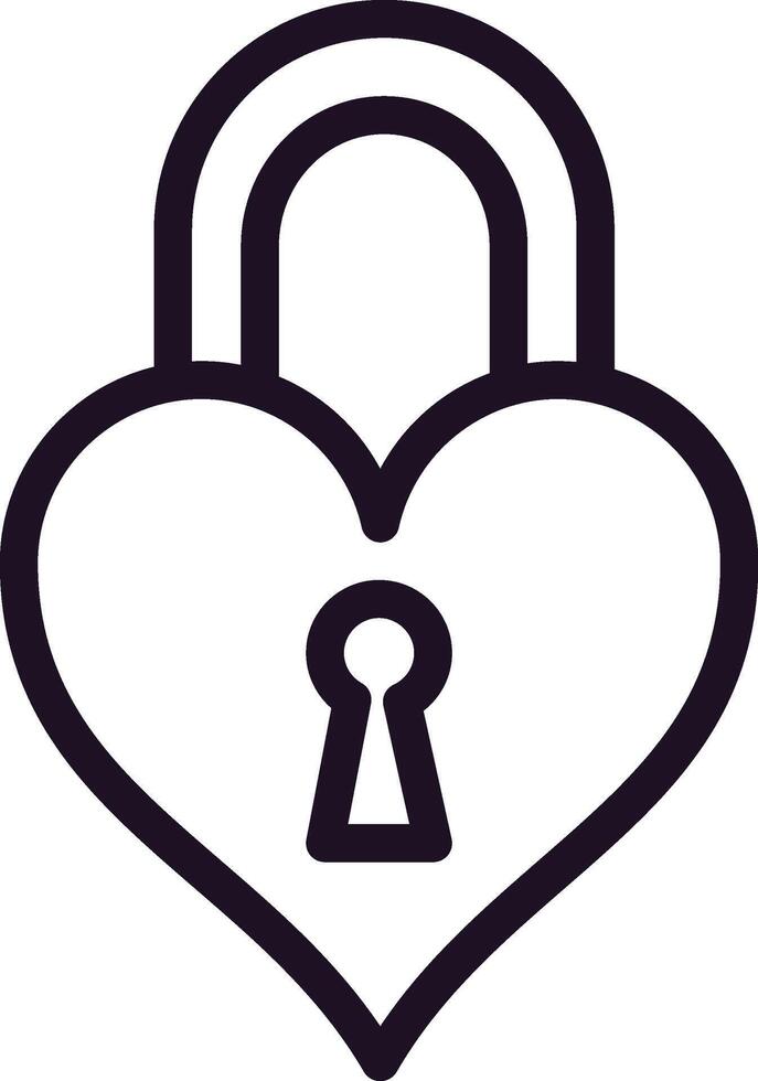 Minimalist illustration of a heart shaped padlock, representing the concept of protecting love, relationships, and emotional security vector