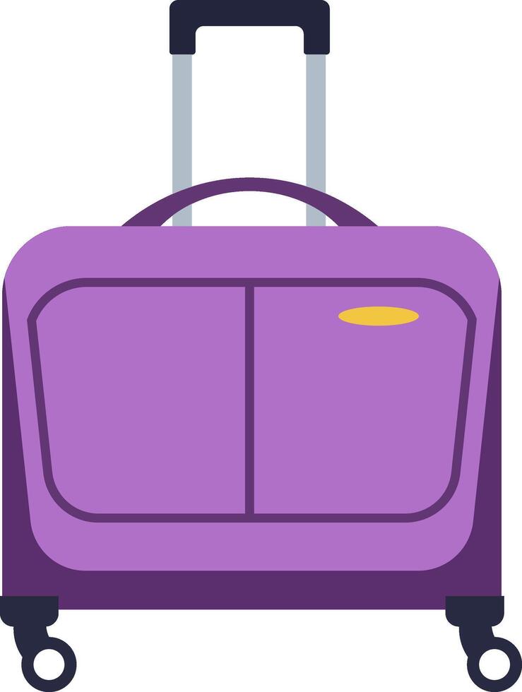 Purple rolling suitcase featuring a retractable handle and smooth wheels, perfect for business trips or leisurely vacations, providing exceptional portability and convenience for travelers vector
