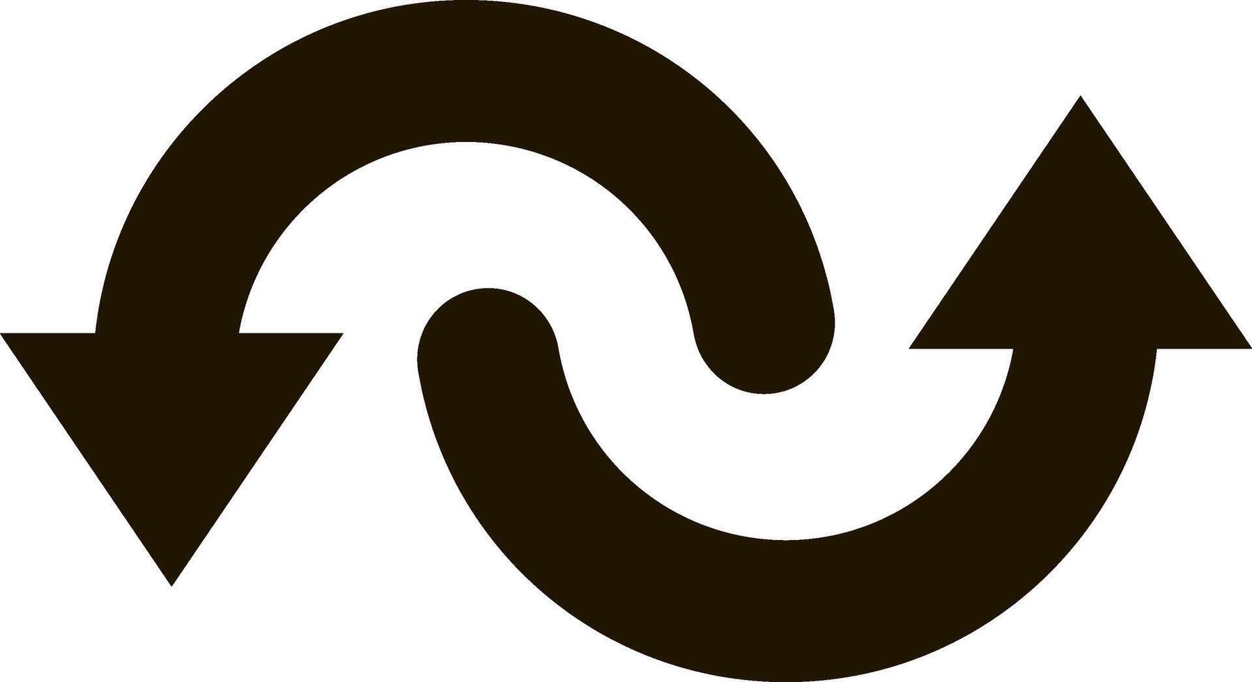 Two curved black arrows are rotating and pointing in opposite directions, creating a dynamic visual representation of exchange, process, or movement vector