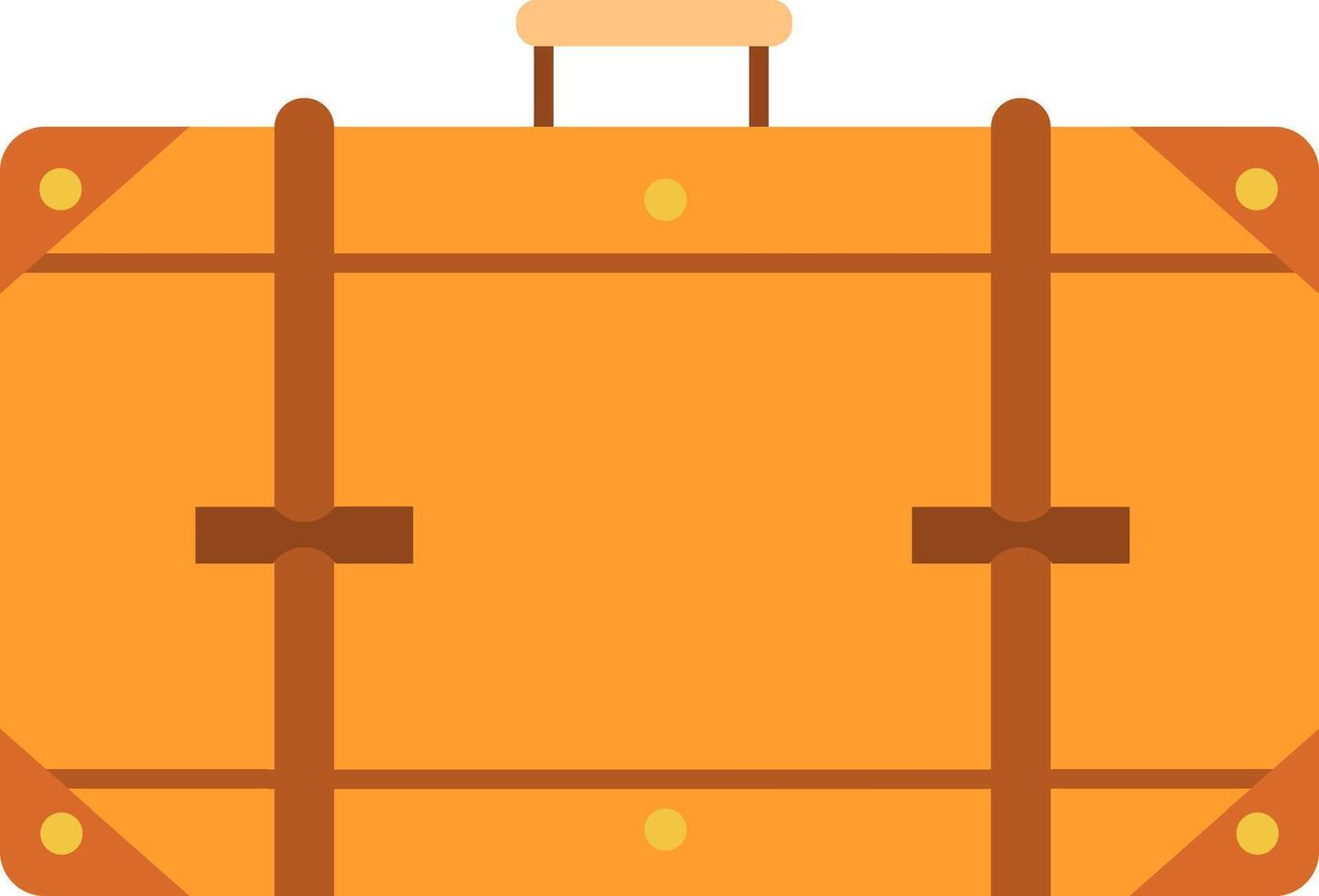 Classic orange suitcase featuring brown straps and handle, evoking excitement for travel adventures and unforgettable vacations filled with exploration and new destinations vector