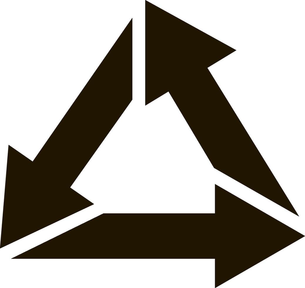 Rotating arrows forming a triangle are a common symbol for recycling, indicating the circular process of transforming waste materials into reusable resources vector
