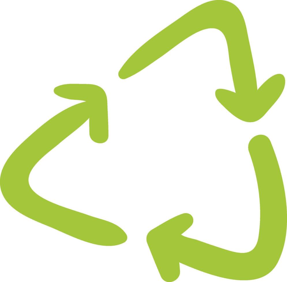 Green recycle symbol with three rounded arrows rotating clockwise forming a triangle promoting environmental awareness and sustainable practices vector