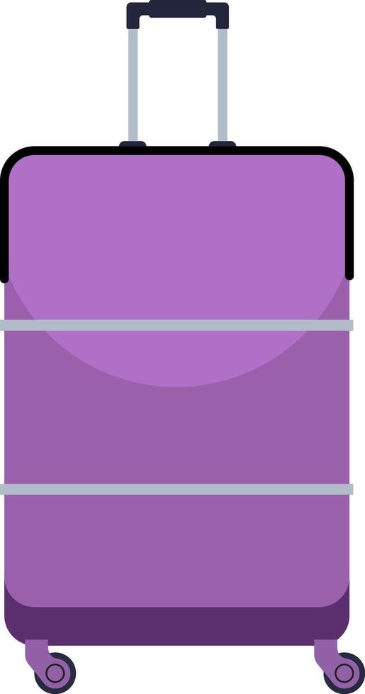 Large purple suitcase featuring wheels and an extended handle, perfect for travel and business trips, providing generous packing space and effortless mobility for every journey vector