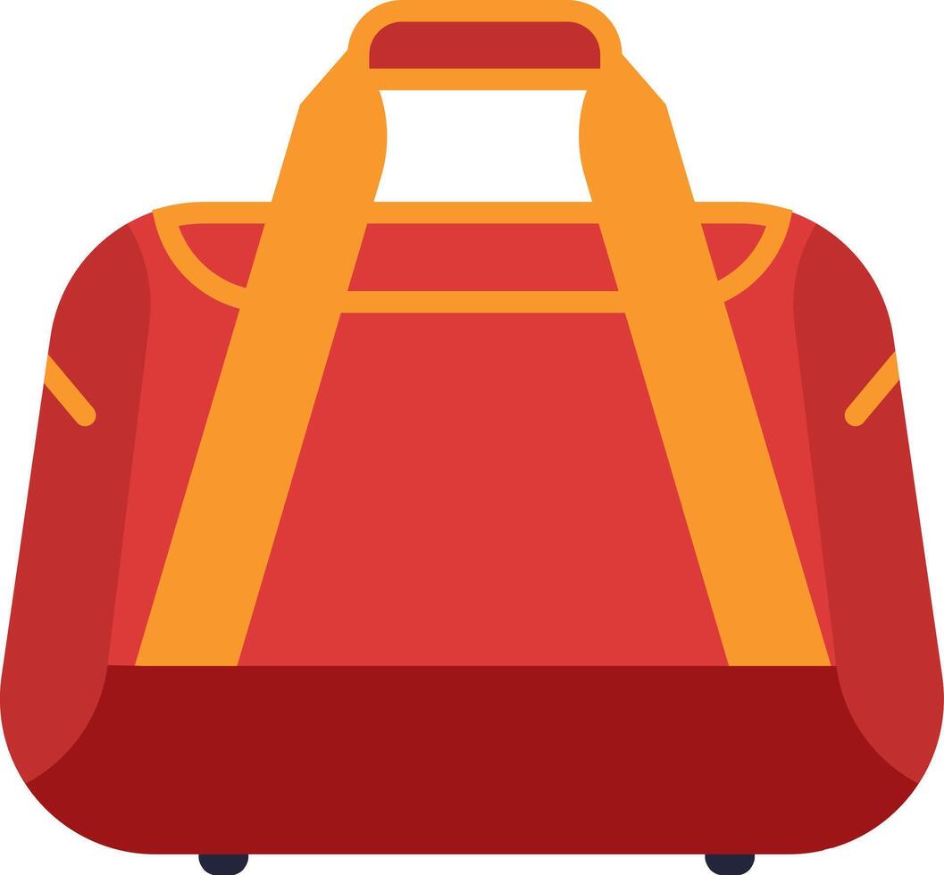 Red travel bag featuring vibrant orange handles and smooth wheels, waiting for adventures, isolated against a clean white background, ideal for holiday and travel themed projects vector