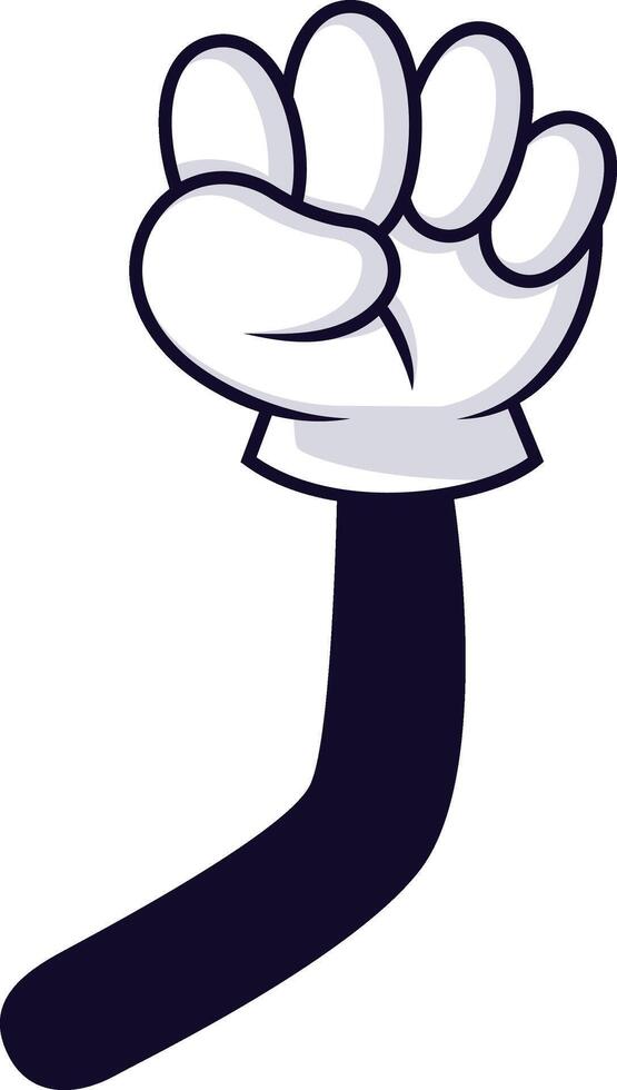 Cartoon hand displaying a playful gesture with four fingers raised, humorously symbolizing a specific meaning or form of communication in a vibrant and expressive manner vector