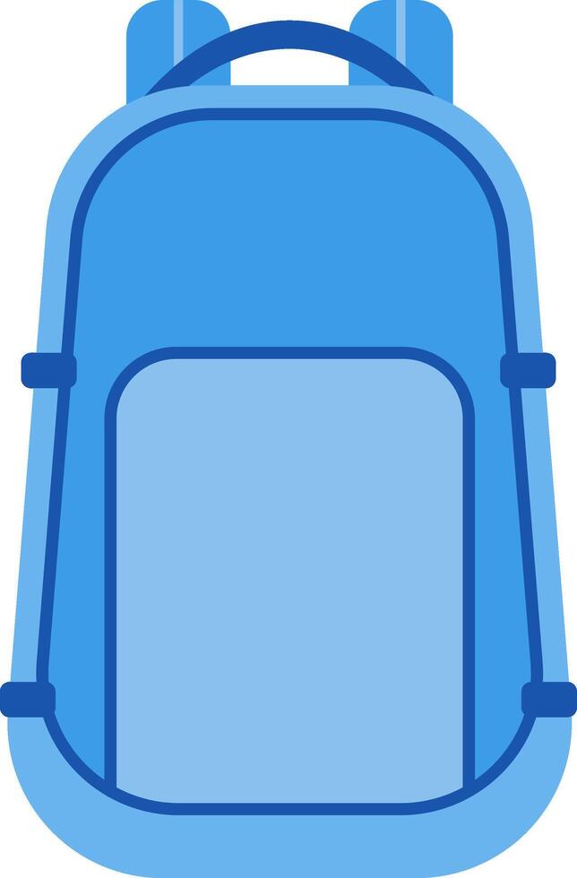 Backpack standing upright, showcasing its design and features, ideal for various activities like school, travel, hiking, or everyday use, emphasizing portability and storage vector