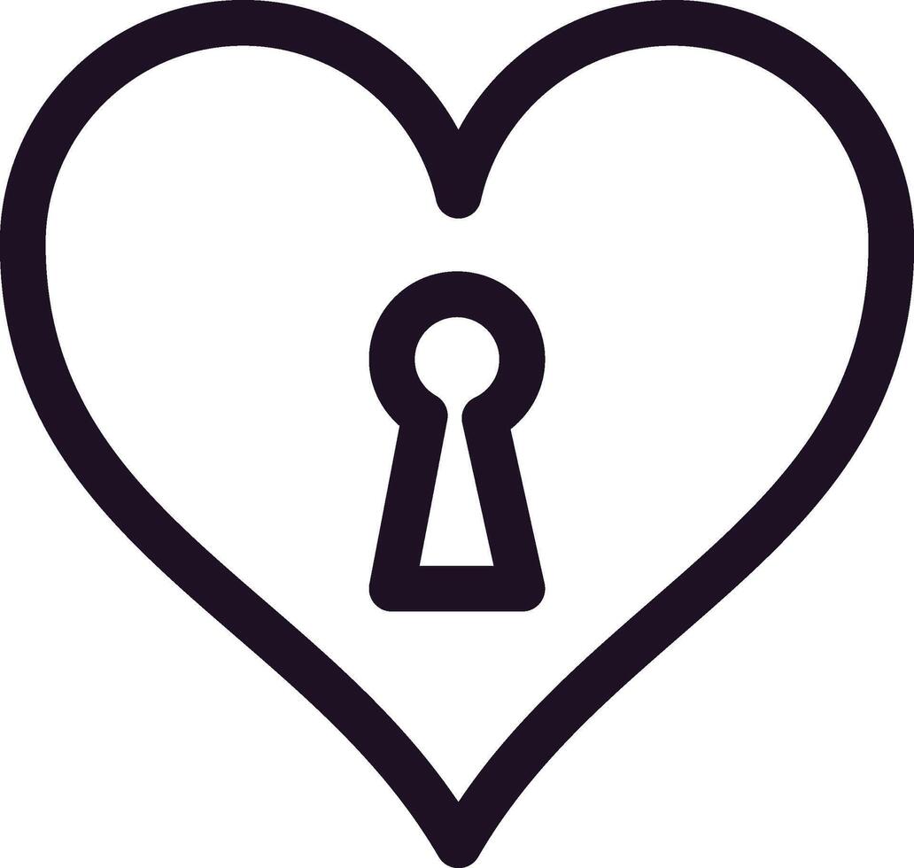 Simple heart shaped lock representing secret love, privacy, personal feelings and security, suitable for Valentine's day, wedding or anniversary vector