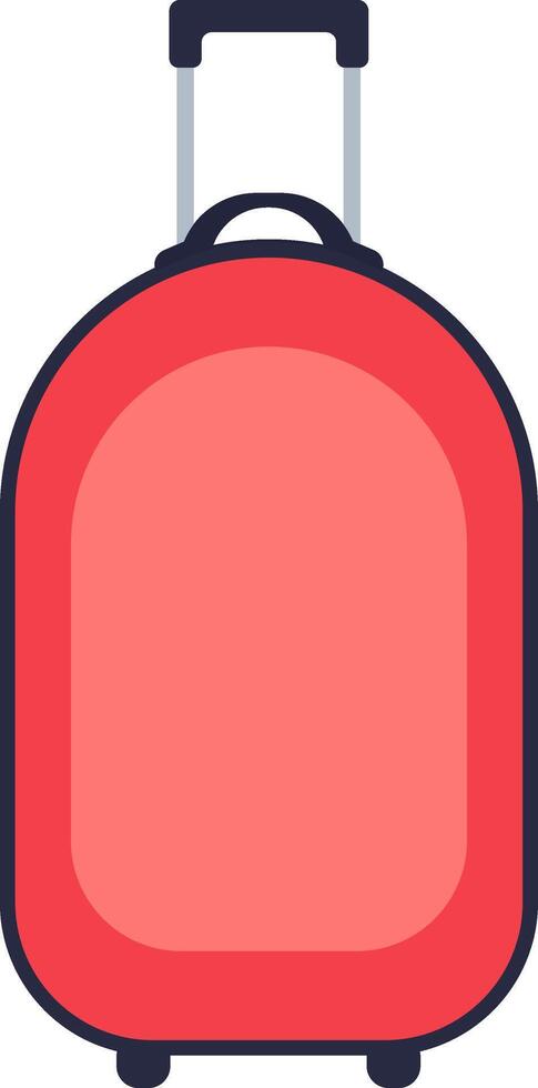 Stylish red rolling suitcase isolated on white background, representing travel, vacation, business trip, packing, and the excitement of new adventures vector