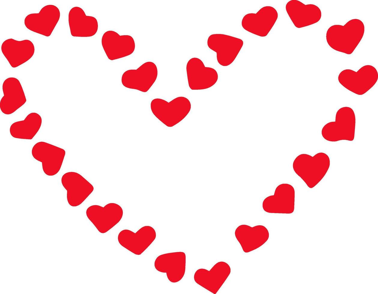 Small red hearts coming together to create a larger heart shape, perfect for celebrating love during Valentine's Day, weddings, or anniversaries vector