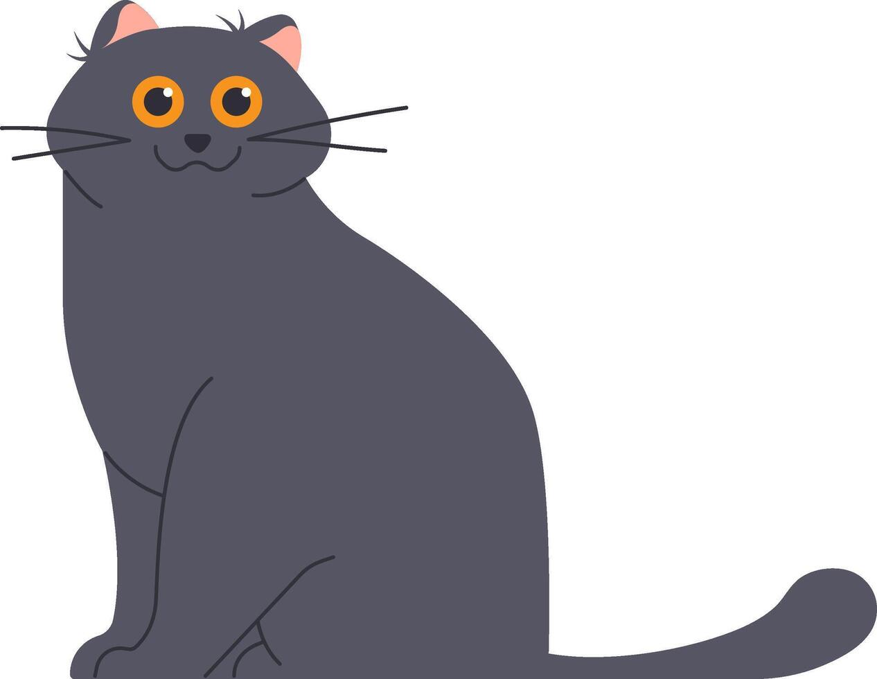 Adorable British Shorthair cat with soft gray fur and striking orange eyes sitting peacefully, radiating elegance and charm while embodying the essence of a gentle companion vector