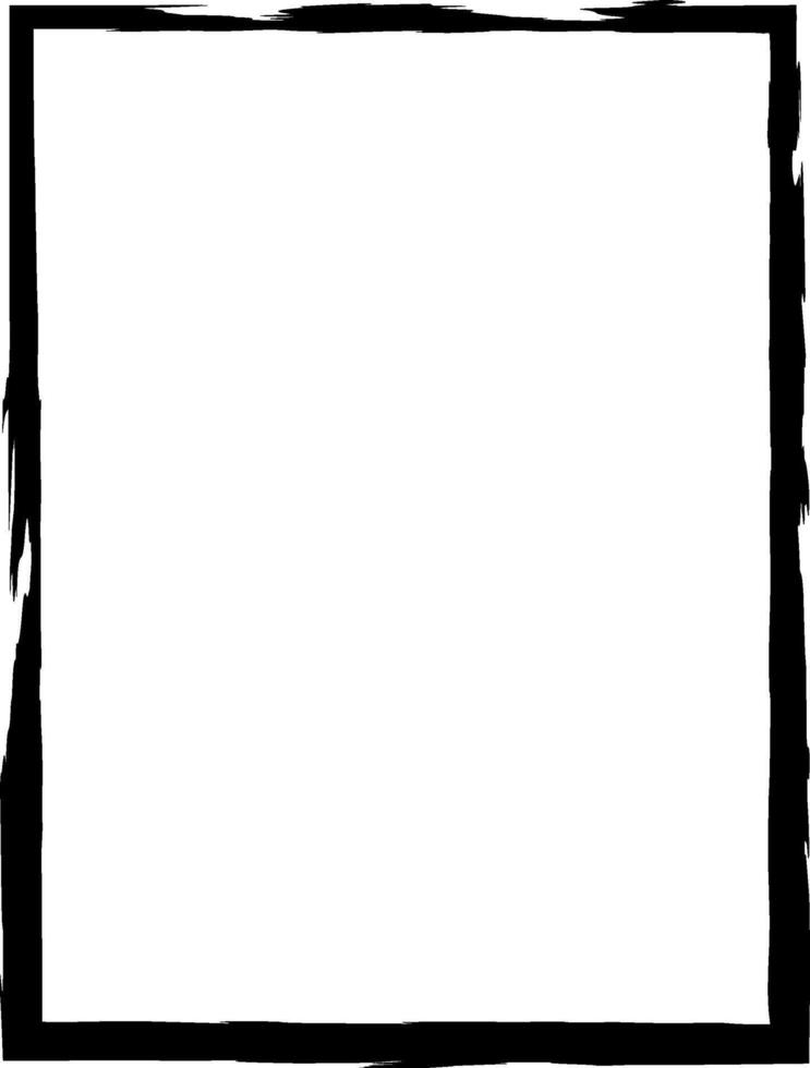 Hand drawn black grunge border creates a striking frame on a clean white background, offering a versatile design element with a raw and artistic feel vector